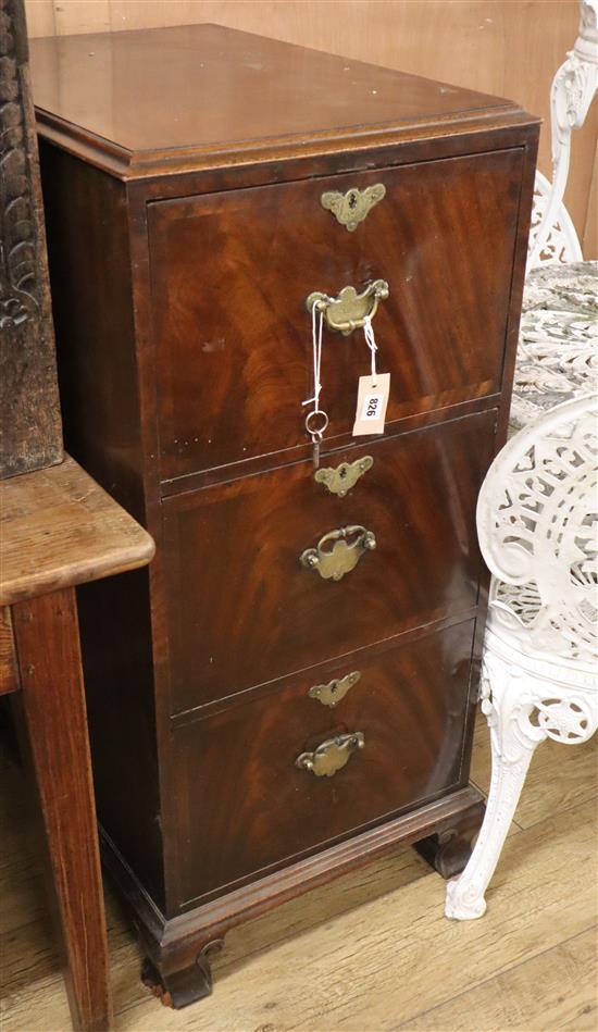 A 1920s walnut Queen Anne revival filing cabinet H.106cm